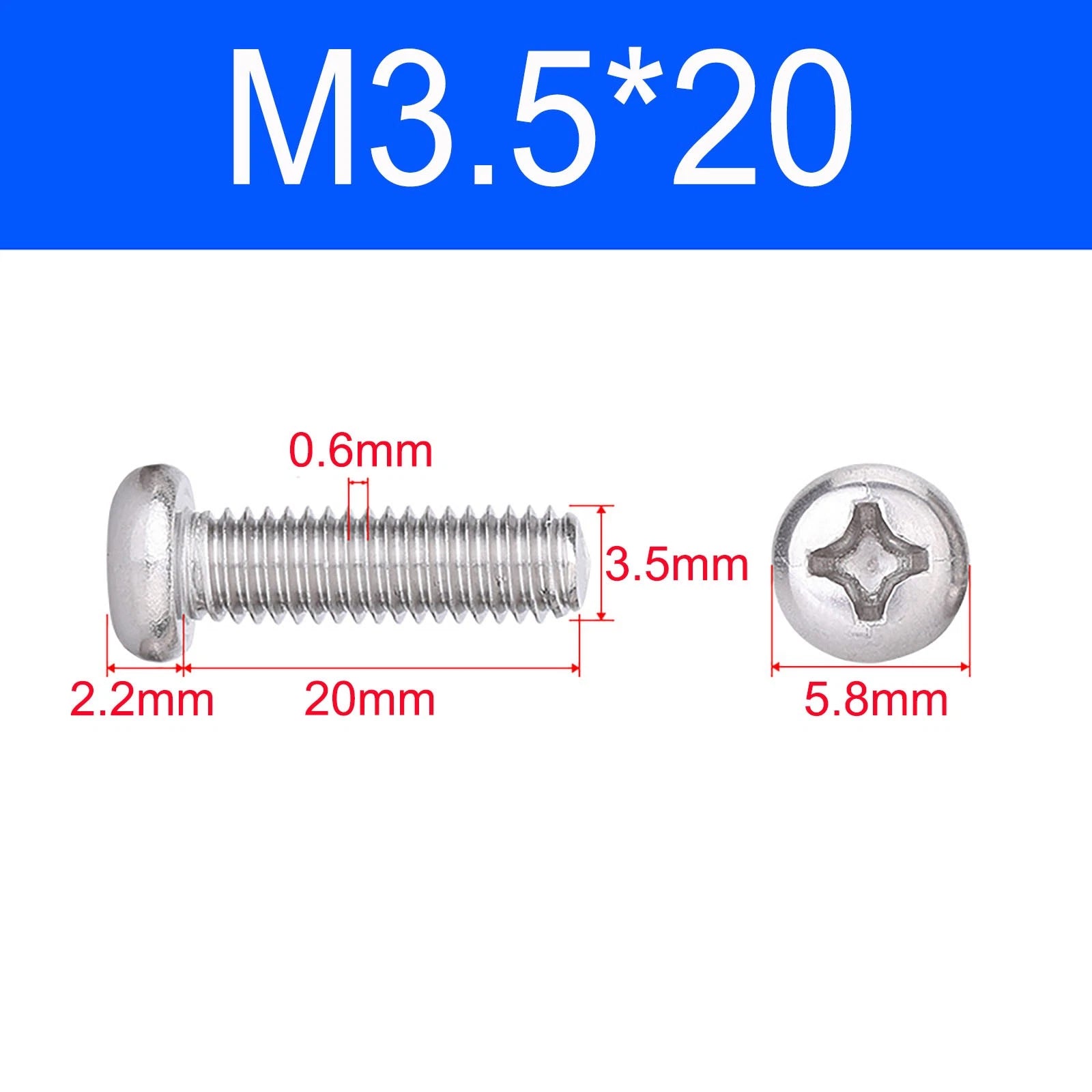 M3 M3.5 M4 M5 A2 Stainless Steel Pozi Pan Head Machine Screws DIN 7985