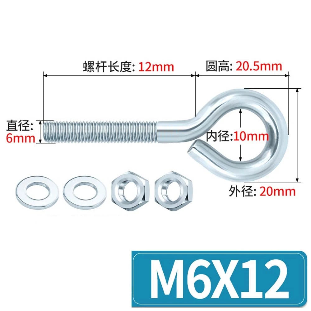 Galvanised Stainless Eye Screws Hooks Eye Bolts Closed Screws Threaded Rings Set