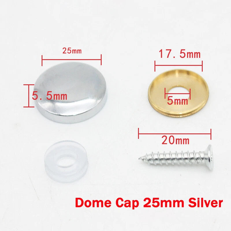 Mirror Screws Cap – Brass Chrome Decorative Cover Caps (10mm to 25mm) for Glass & Furniture – Silver/Gold
