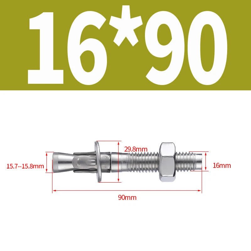 Stainless Steel Through Bolts – Wall Expansion Anchor Bolts M6 M8 M10 M12 M16 - HomeDIYer
