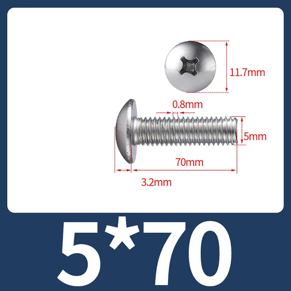 M4-M8 Phillips Truss Head Machine Screw Large Flat Head Screws Stainless Steel