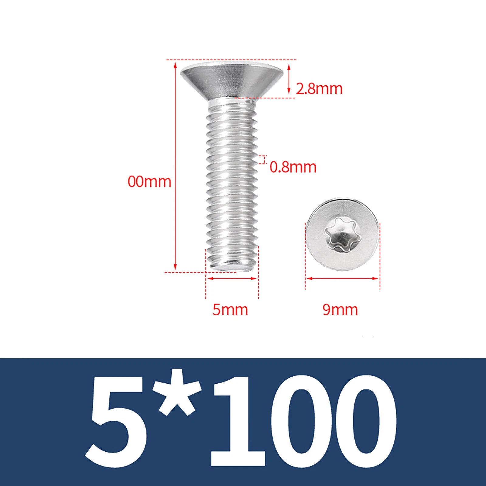 M2- M12 Torx Countersunk Machine Screws Six Lobe Bolts A2 Stainless Steel