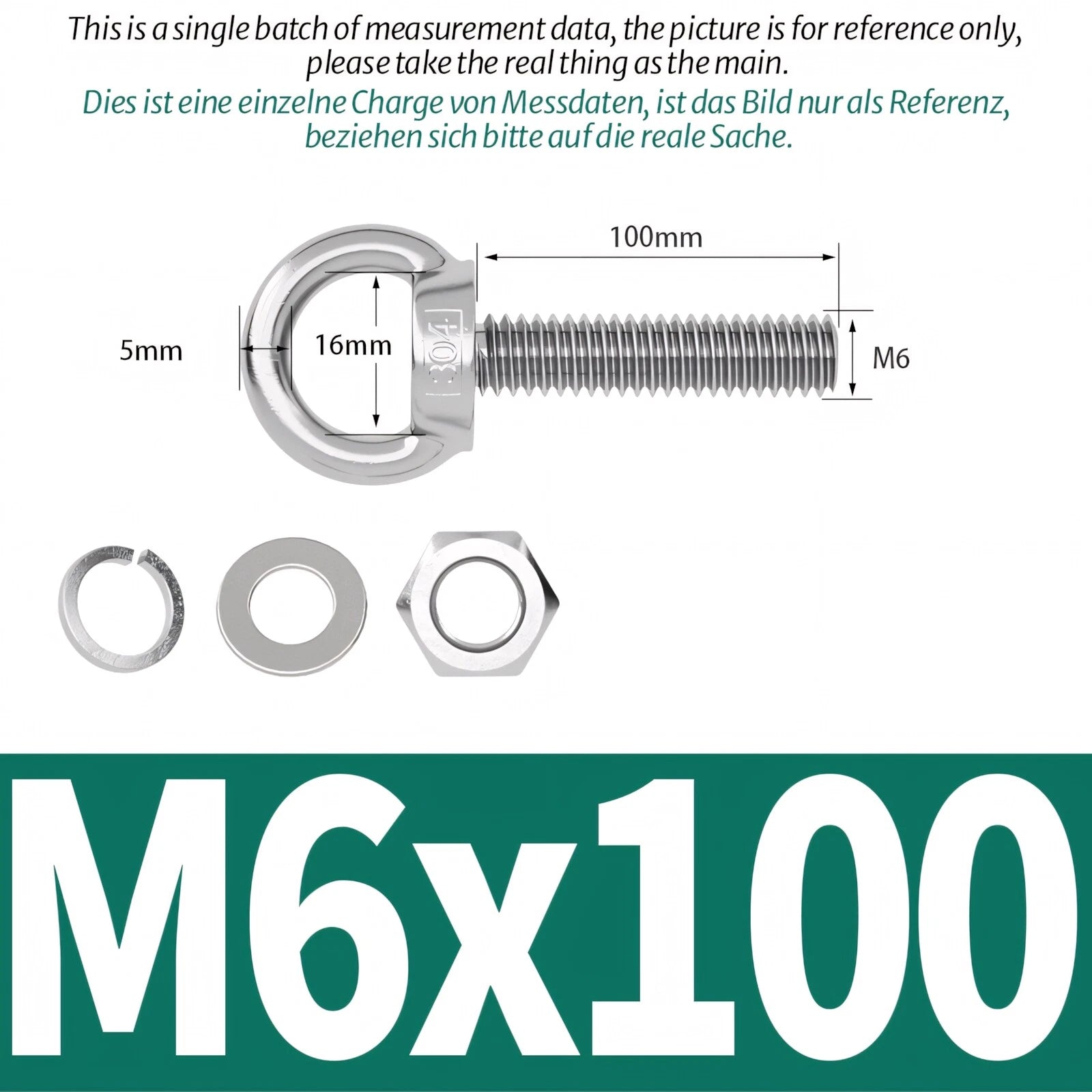 M3 M4 M5 - M20 Eye Bolts Kit Screws Nut Washer Long Boat Stainless Steel A2 304