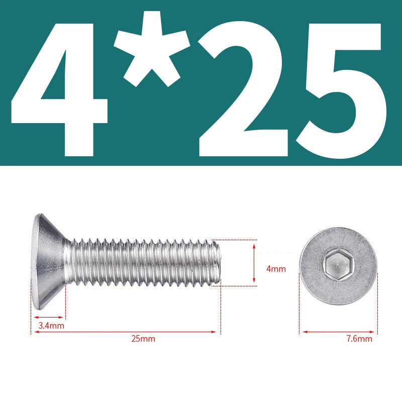 Allen Countersunk Head Screws V4A Steel Hexagon Socket Flat Head Machine Screw