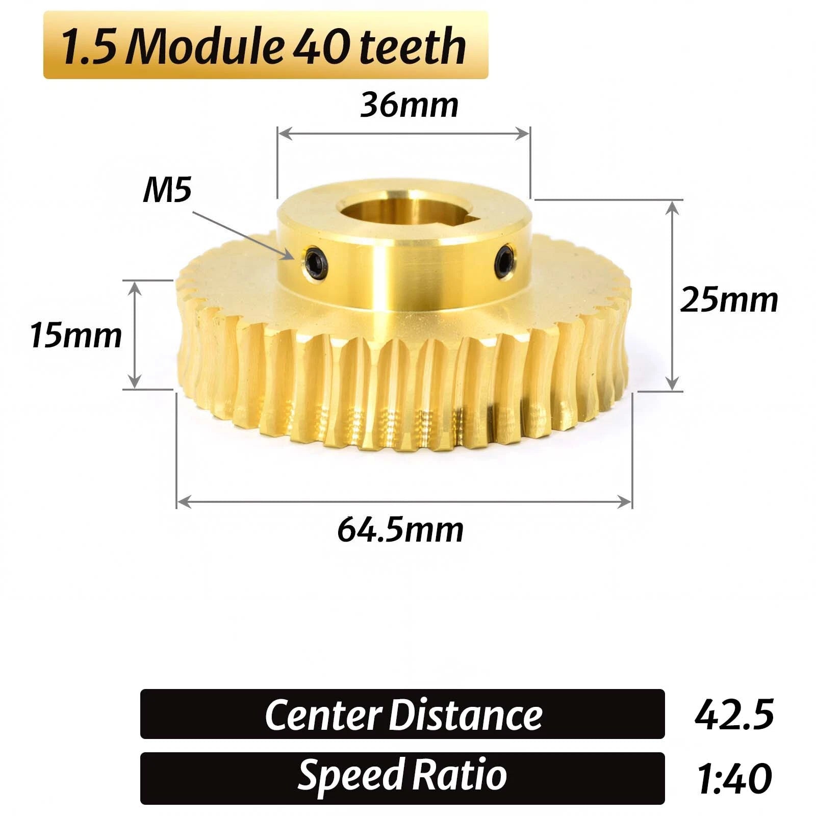 0.5/0.8/1/1.5 Module 20T to 60T Gear Copper Worm Wheel Gear & Worm Gear Shaft