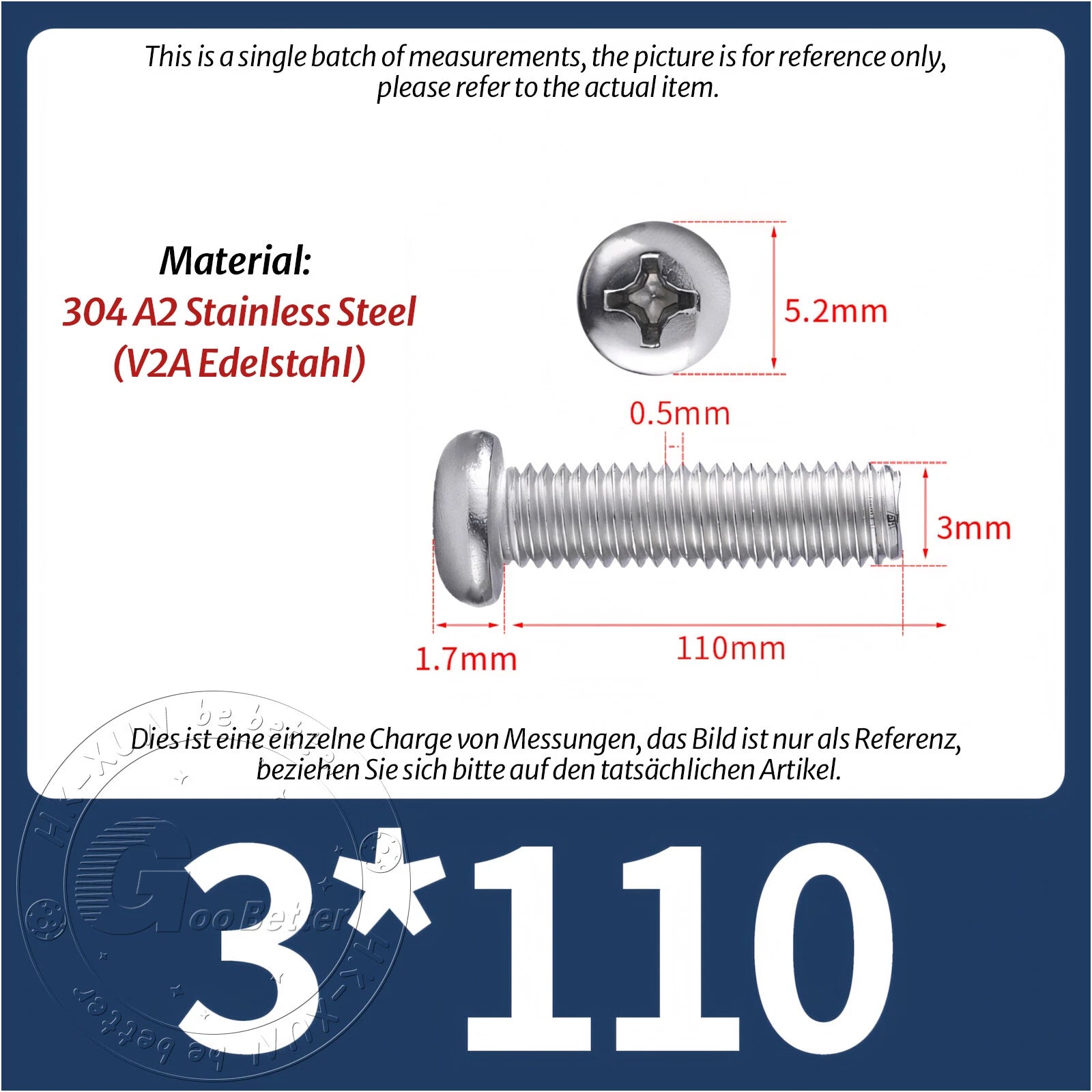 M3 M3.5 Phillips Pan Head Machine Screws – A2 Stainless Steel DIN 7985H (3–180mm Lengths)