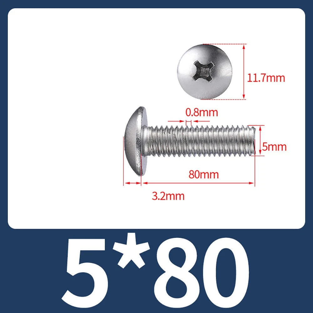 M4-M8 Phillips Truss Head Machine Screw Large Flat Head Screws Stainless Steel
