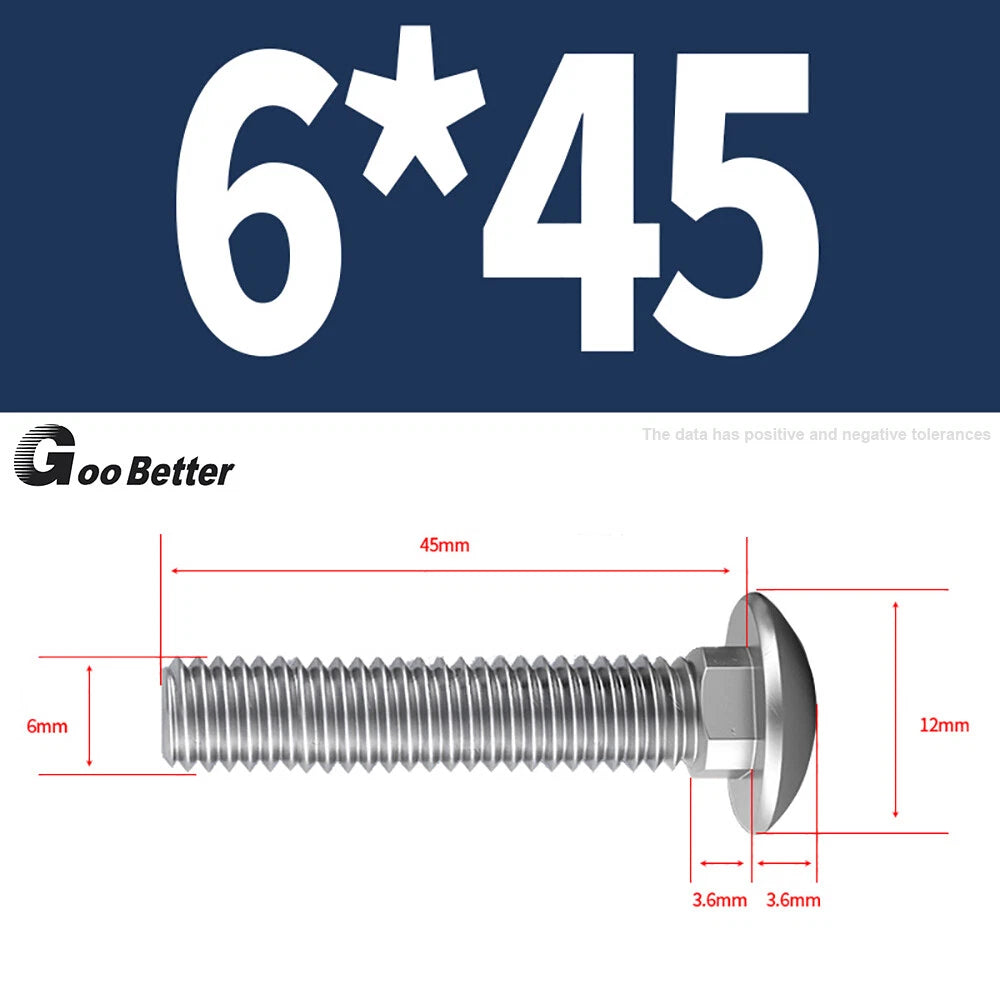M4–M12 Carriage Bolts A2 Stainless Steel | Cup Square Neck Screws