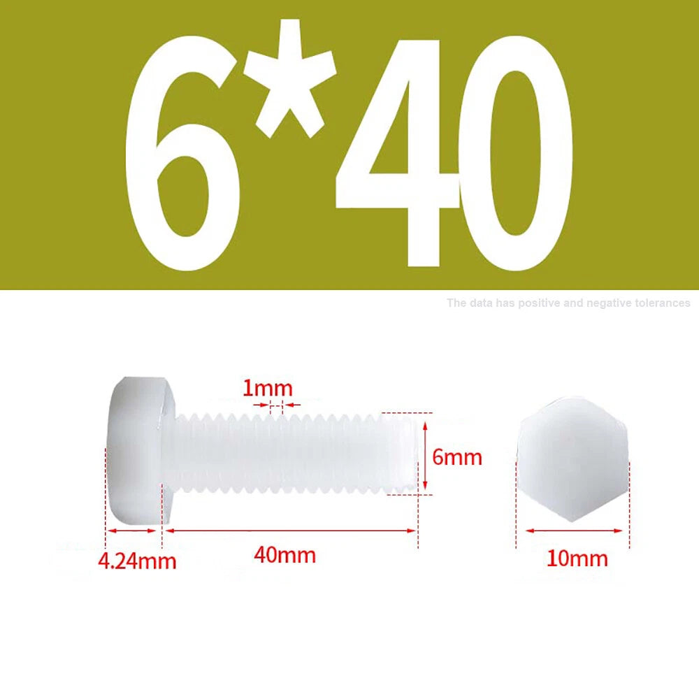 M3–M12 White Nylon Hex Bolts | Plastic Hexagon Head Machine Screws DIN 933