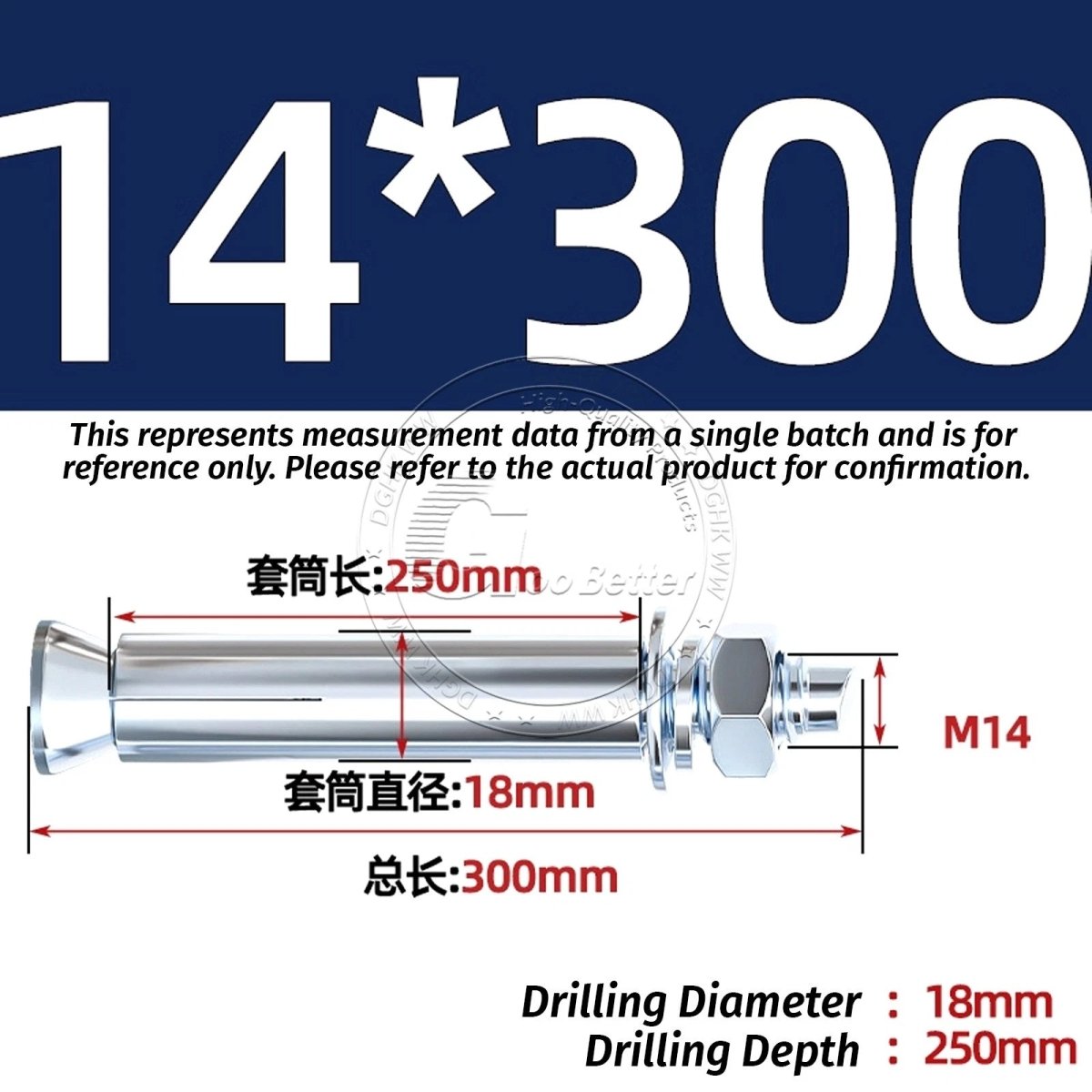 Concrete Expansion Anchor Bolts M6–M20, Extra Long Masonry Wall Screws – Iron Blue White Zinc / Iron - colour Zinc - HomeDIYer