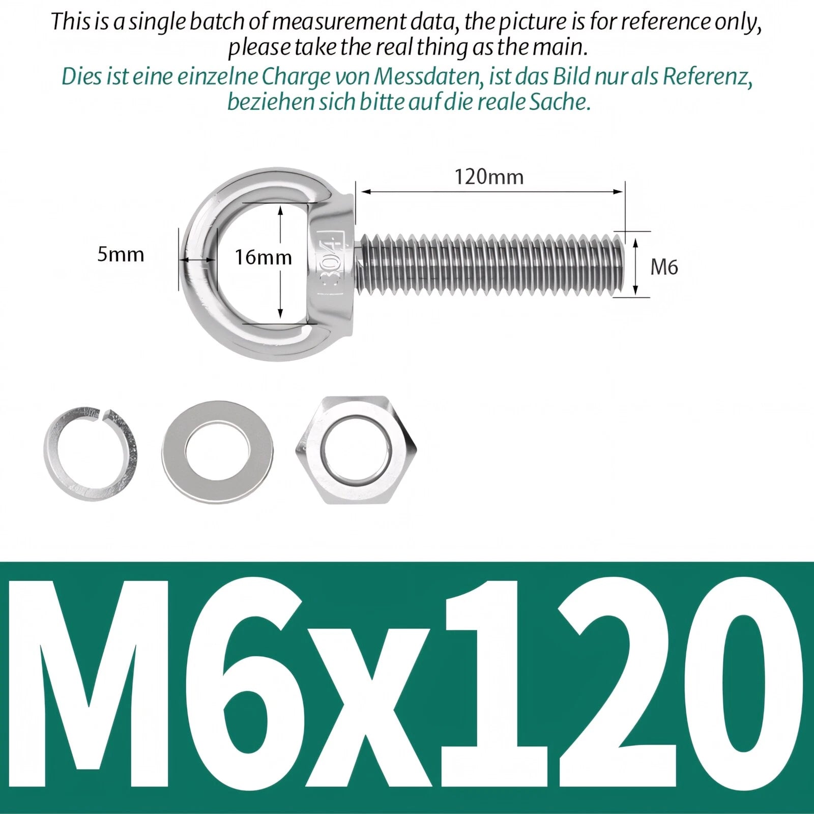 M3 M4 M5 - M20 Eye Bolts Kit Screws Nut Washer Long Boat Stainless Steel A2 304