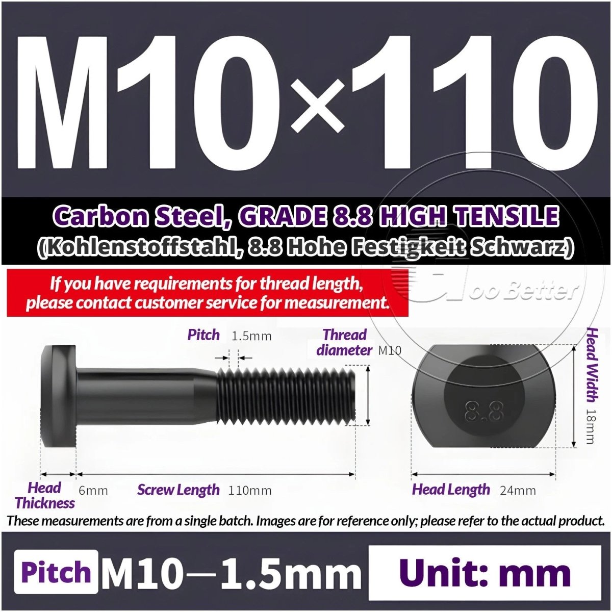 T - Slot Bolts M6 to M20 | Grade 8.8 High Tensile | T - Track Bolts 16mm–500mm - HomeDIYer