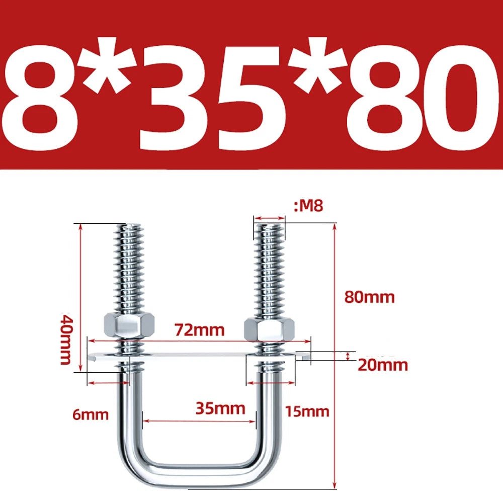 Square U - Bolts with Plate and Nuts – M6 M8 M10 M12 Zinc Plated, Trailer & Pipe Clamp Fasteners - HomeDIYer