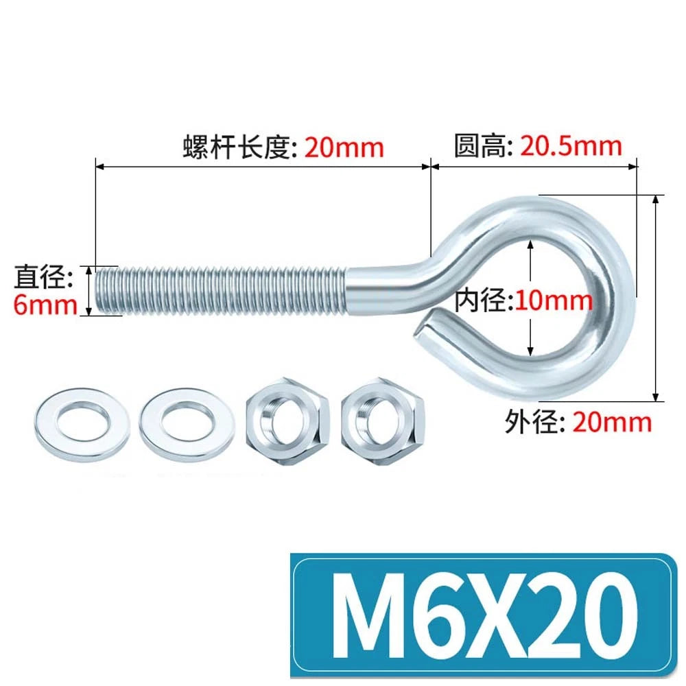 Galvanised Stainless Eye Screws Hooks Eye Bolts Closed Screws Threaded Rings Set