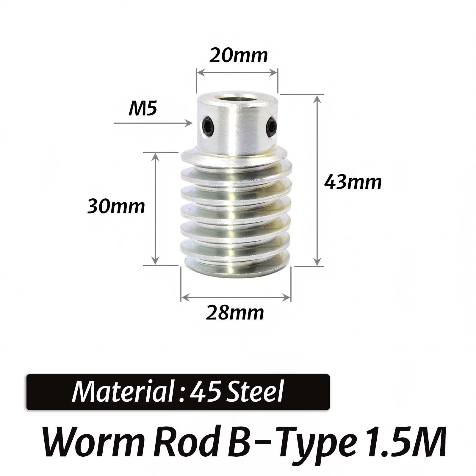 0.5/0.8/1/1.5 Module 20T to 60T Gear Copper Worm Wheel Gear & Worm Gear Shaft