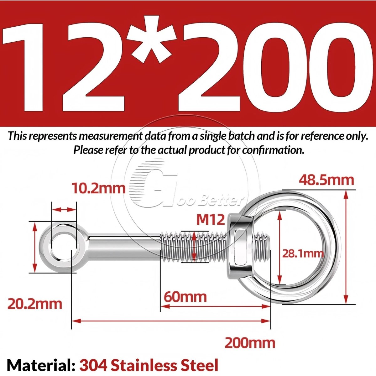 M10 M12 M14 Stainless Steel Eye Bolt & Eye Nut Set — A2 - 304, Threaded Lifting Ring - HomeDIYer