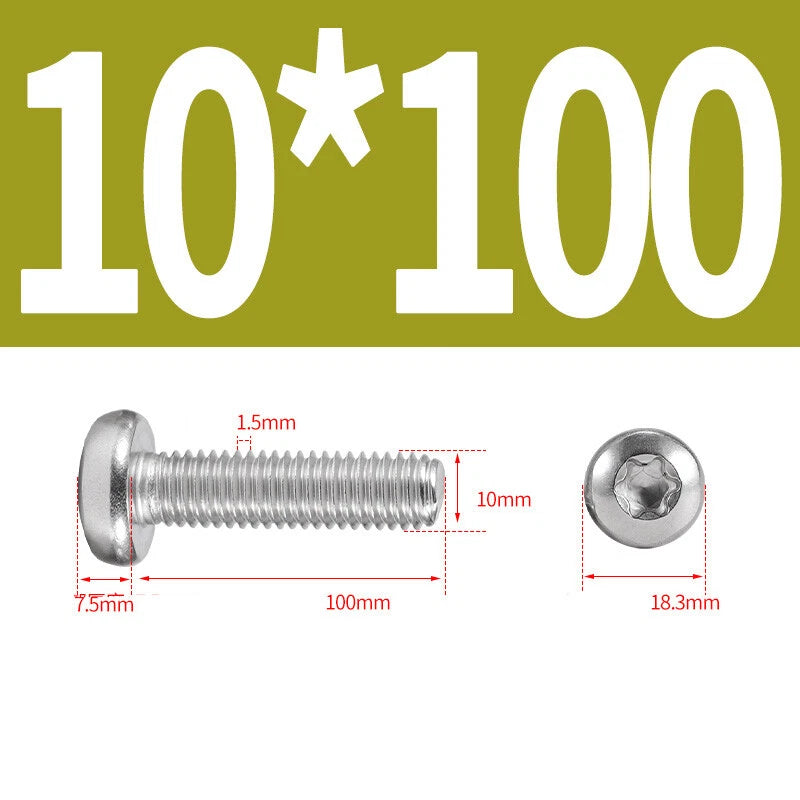 M6 M8 M10 A2 STAINLESS STEEL TORX PAN HEAD MACHINE SCREWS HEXOBULAR BOLTS