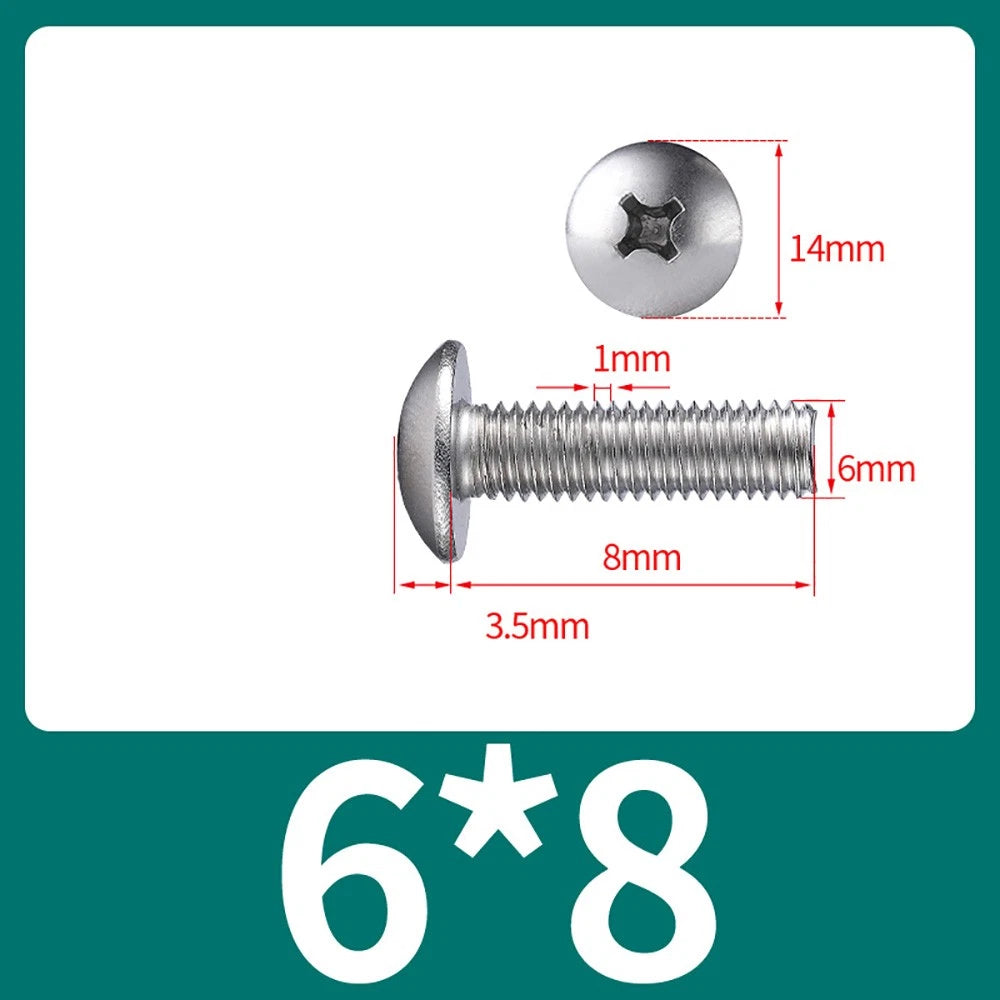 M4-M8 Phillips Truss Head Machine Screw Large Flat Head Screws Stainless Steel
