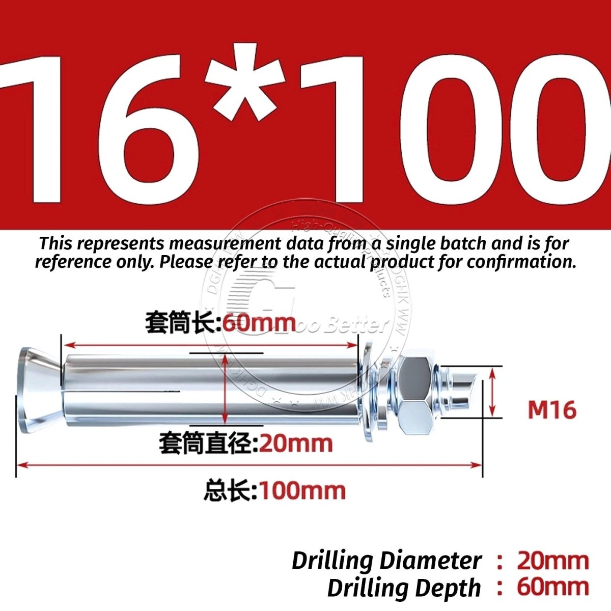 Concrete Expansion Anchor Bolts M6–M20, Extra Long Masonry Wall Screws – Iron Blue White Zinc / Iron - colour Zinc - HomeDIYer