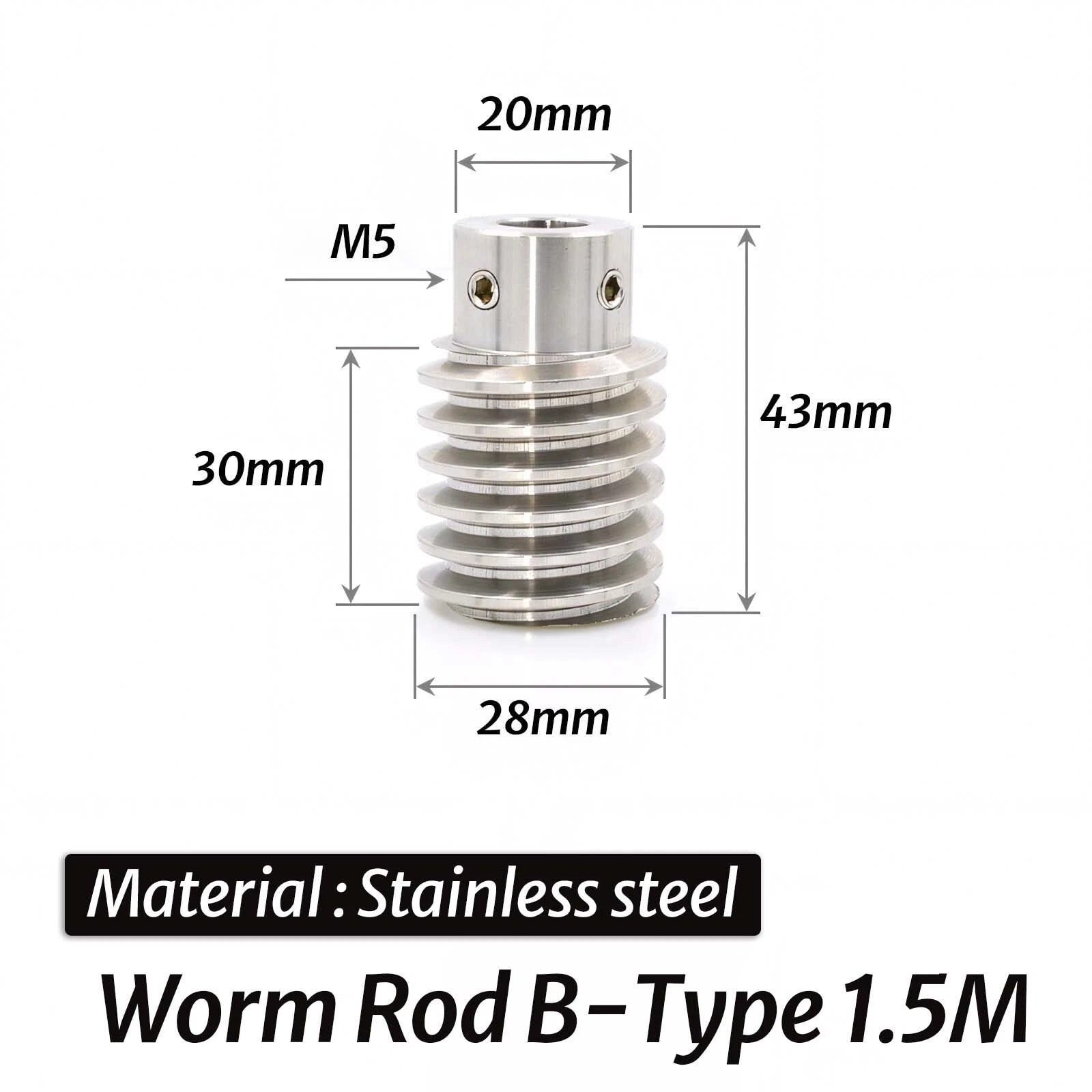 0.5/0.8/1/1.5 Module 20T to 60T Gear Copper Worm Wheel Gear & Worm Gear Shaft