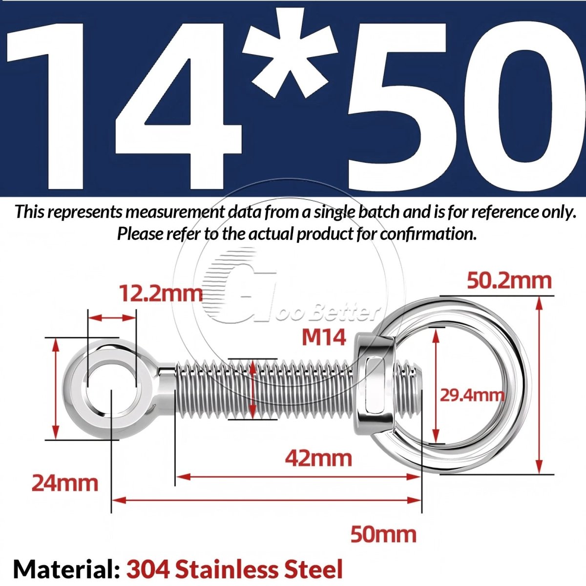 M10 M12 M14 Stainless Steel Eye Bolt & Eye Nut Set — A2 - 304, Threaded Lifting Ring - HomeDIYer