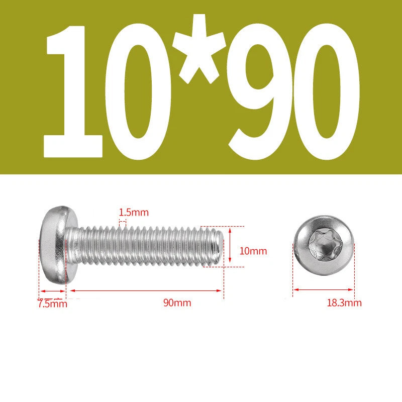 M6 M8 M10 A2 STAINLESS STEEL TORX PAN HEAD MACHINE SCREWS HEXOBULAR BOLTS