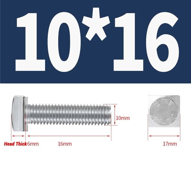 Square Head Bolts M4 M5 M6 M8 M10 M12 — A2 304 Stainless Steel, Multiple Lengths - HomeDIYer