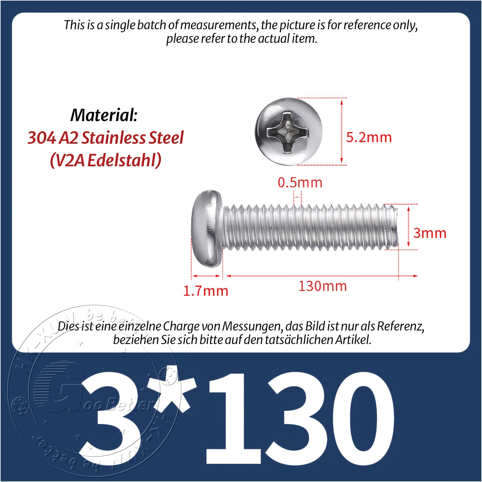 M3 M3.5 Phillips Pan Head Machine Screws – A2 Stainless Steel DIN 7985H (3–180mm Lengths)