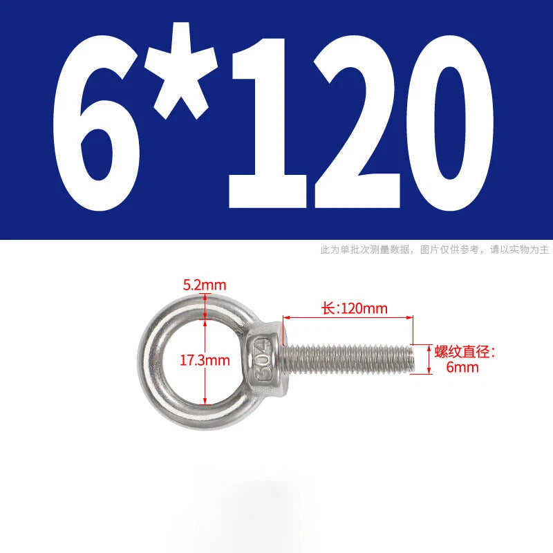 Lifting Eye Bolts A2 304 Stainless Steel M4 M5 M6 M8 M10 M12 M14 M16 M18 M20 M24