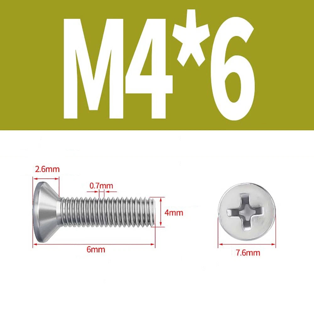 M2–M8 A4 Stainless Steel Phillips Countersunk Screws – Marine Grade, DIN 965, Fully Threaded (3–100mm)