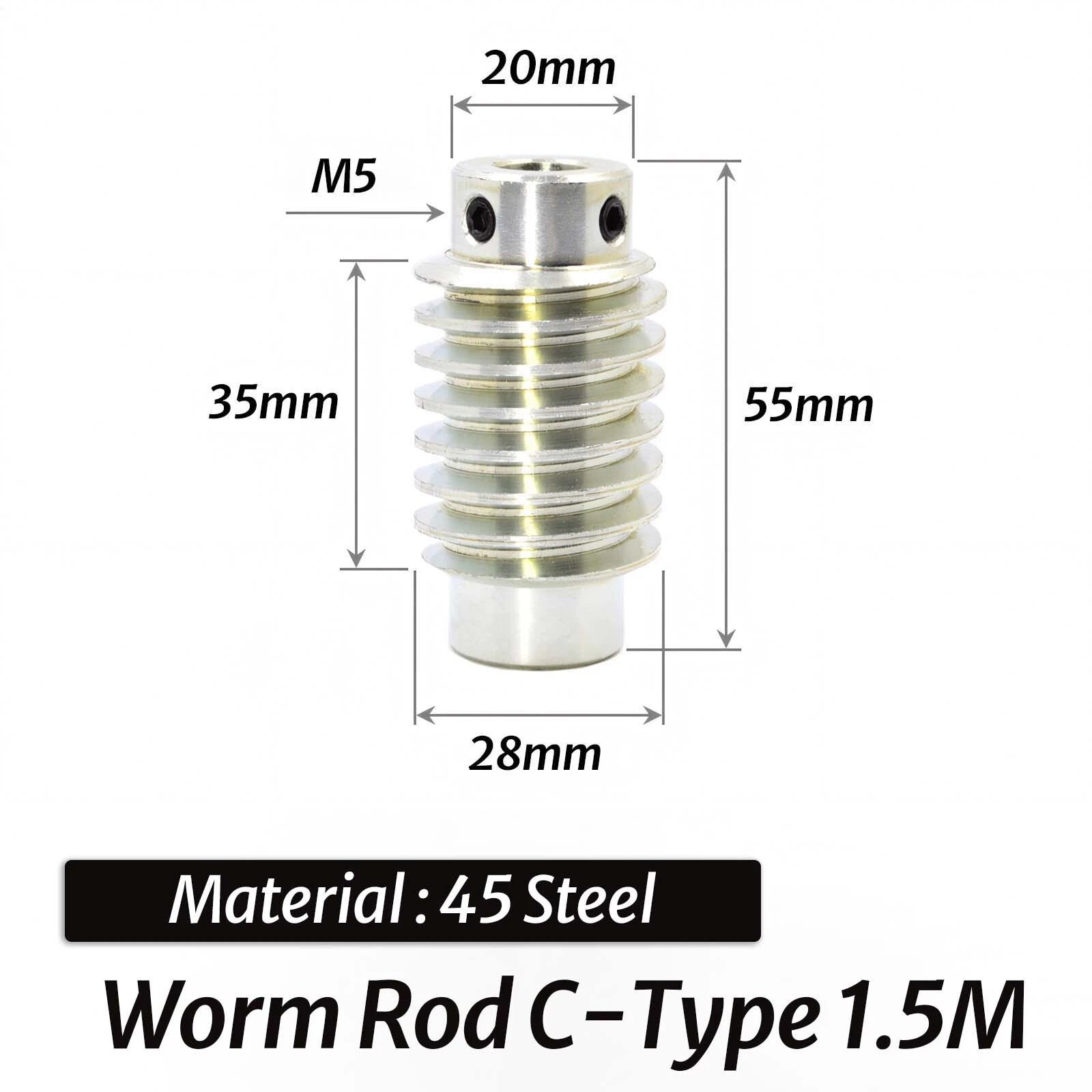 0.5/0.8/1/1.5 Module 20T to 60T Gear Copper Worm Wheel Gear & Worm Gear Shaft
