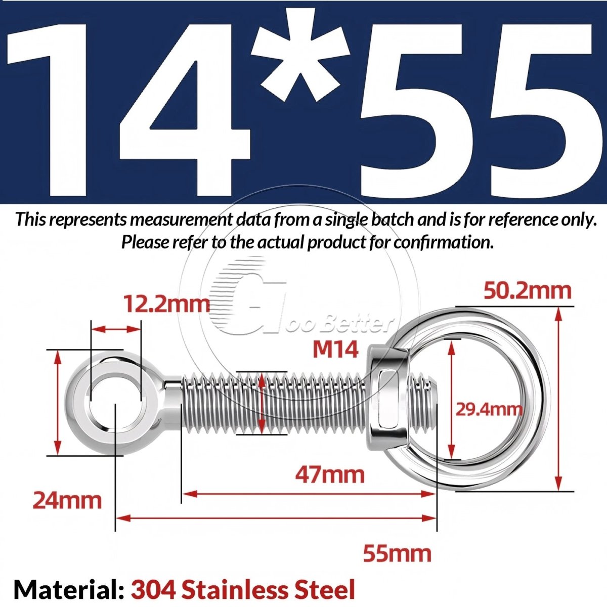 M10 M12 M14 Stainless Steel Eye Bolt & Eye Nut Set — A2 - 304, Threaded Lifting Ring - HomeDIYer