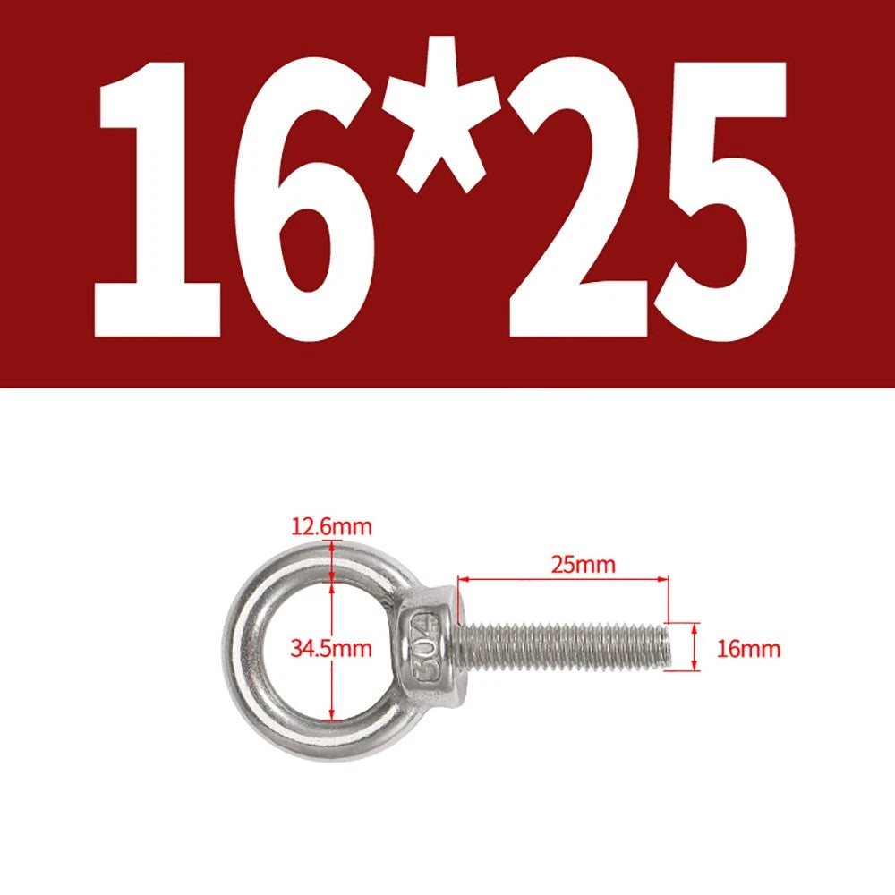 A2 Stainless Steel Eye Bolts DIN 580 — M10 M12 M14 M16 M18 M20 M24 Lifting Ring Bolt