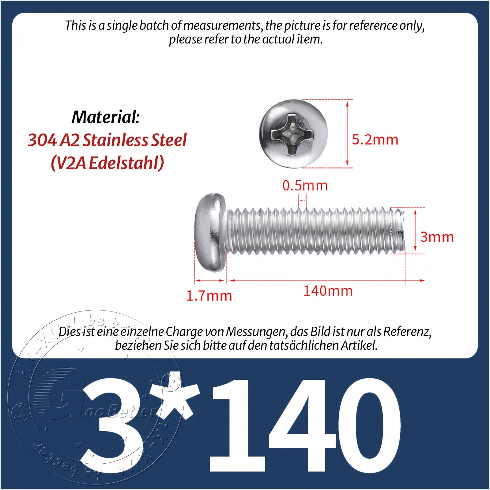 M3 M3.5 Phillips Pan Head Machine Screws – A2 Stainless Steel DIN 7985H (3–180mm Lengths)