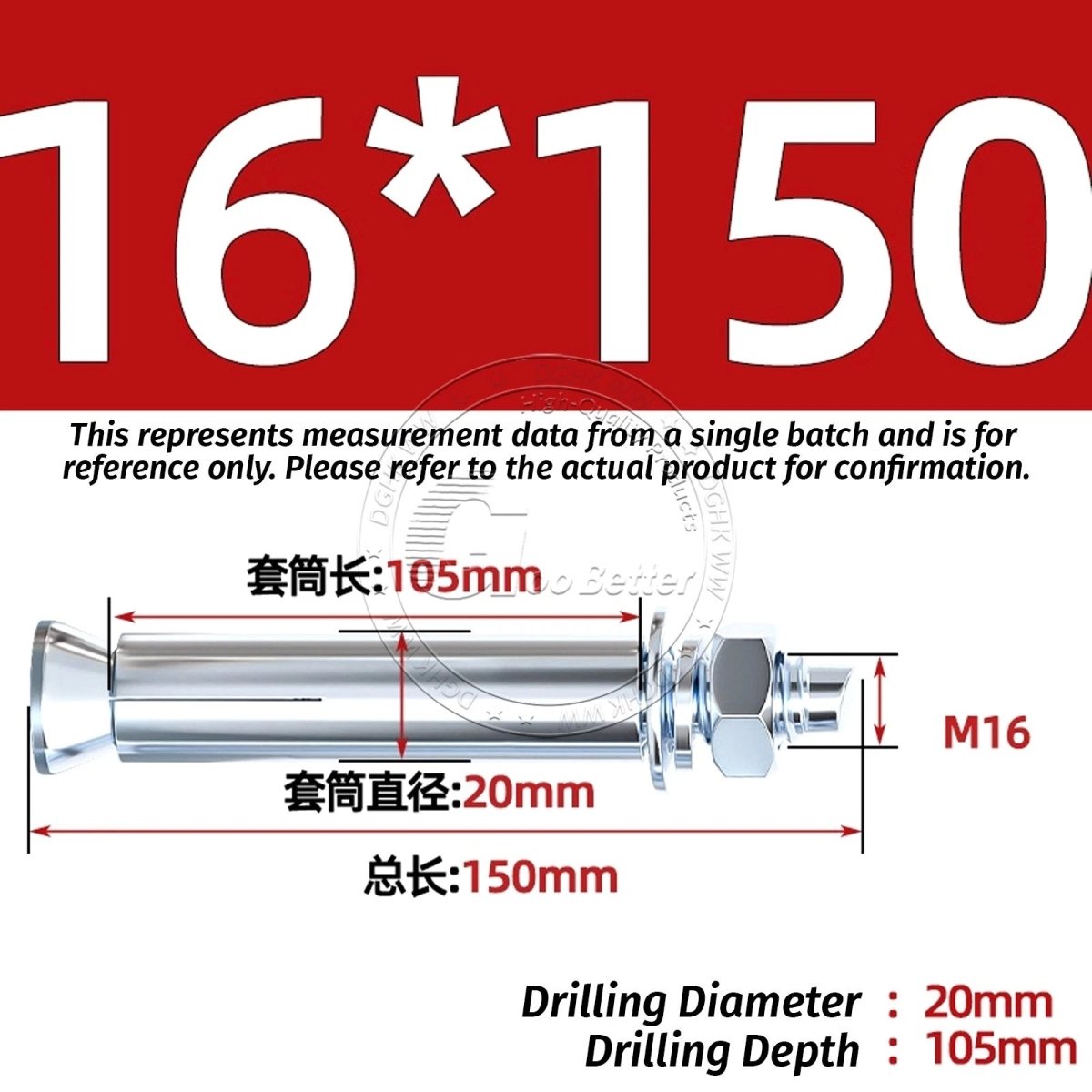 Concrete Expansion Anchor Bolts M6–M20, Extra Long Masonry Wall Screws – Iron Blue White Zinc / Iron - colour Zinc - HomeDIYer