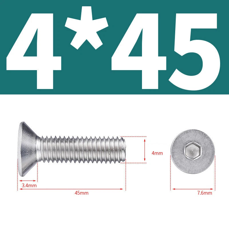Allen Countersunk Head Screws V4A Steel Hexagon Socket Flat Head Machine Screw