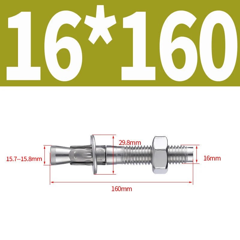 Stainless Steel Through Bolts – Wall Expansion Anchor Bolts M6 M8 M10 M12 M16 - HomeDIYer