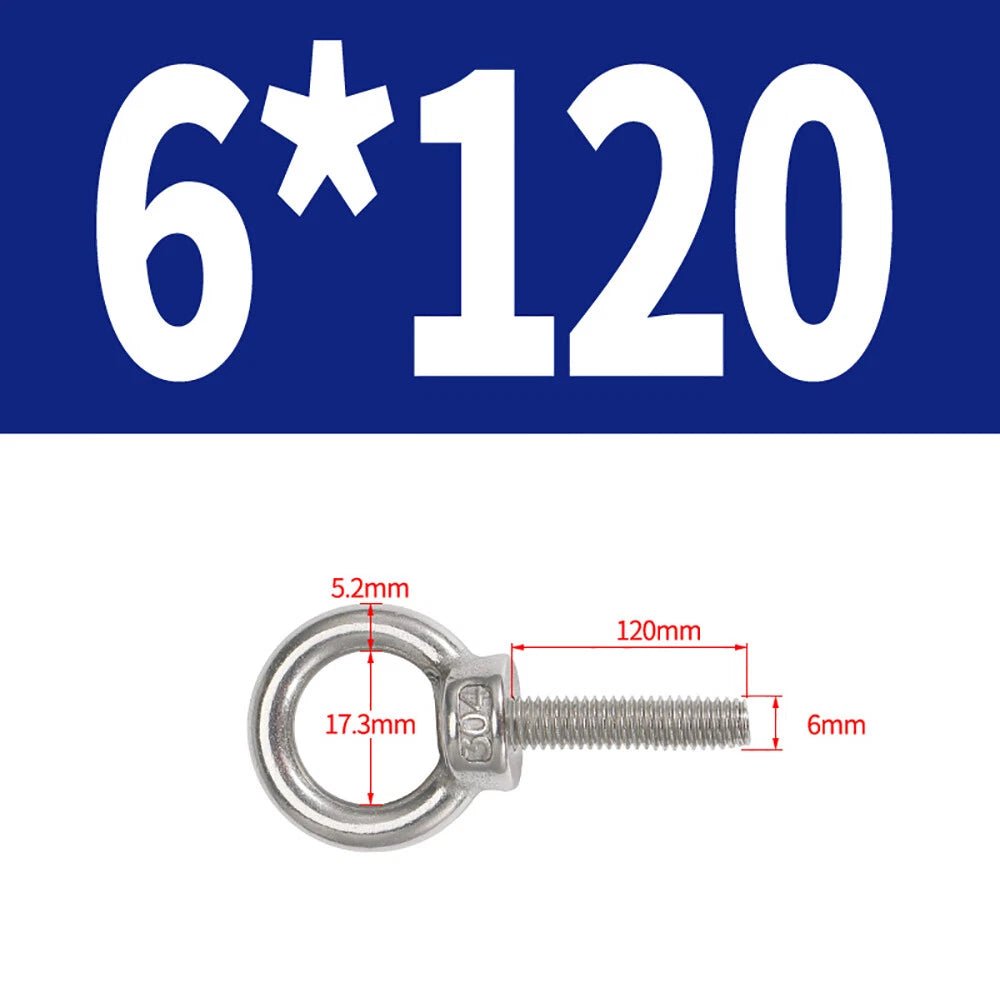 A2 Stainless Steel Lifting Eye Bolts DIN 580 — M3 M4 M5 M6 M8, 9mm–200mm - HomeDIYer