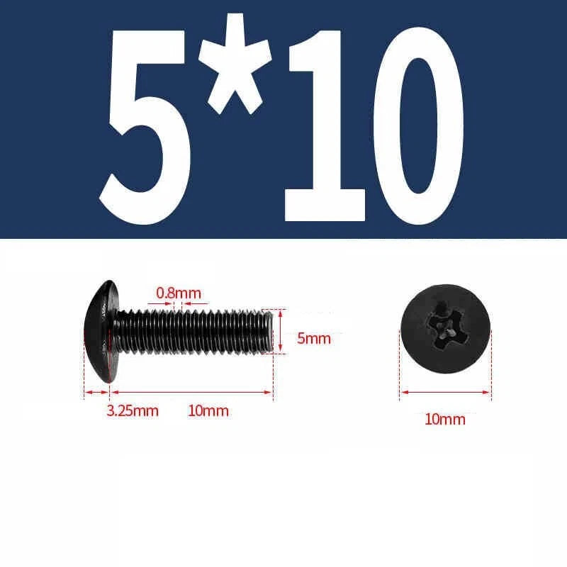 Phillips Pan Head Machine Screws — Nickel Plating & Black Zinc, M2–M6, 10 or 25 Pcs