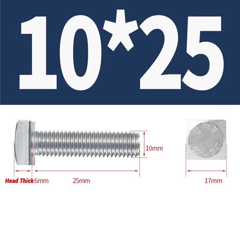 Square Head Bolts M4 M5 M6 M8 M10 M12 — A2 304 Stainless Steel, Multiple Lengths - HomeDIYer