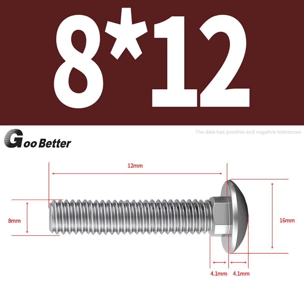 M4–M12 Carriage Bolts A2 Stainless Steel | Cup Square Neck Screws