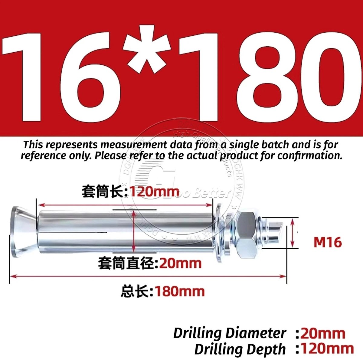 Concrete Expansion Anchor Bolts M6–M20, Extra Long Masonry Wall Screws – Iron Blue White Zinc / Iron - colour Zinc - HomeDIYer