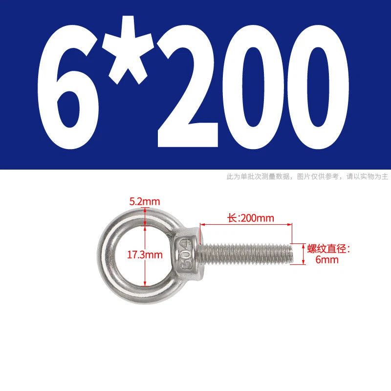Lifting Eye Bolts A2 304 Stainless Steel M4 M5 M6 M8 M10 M12 M14 M16 M18 M20 M24