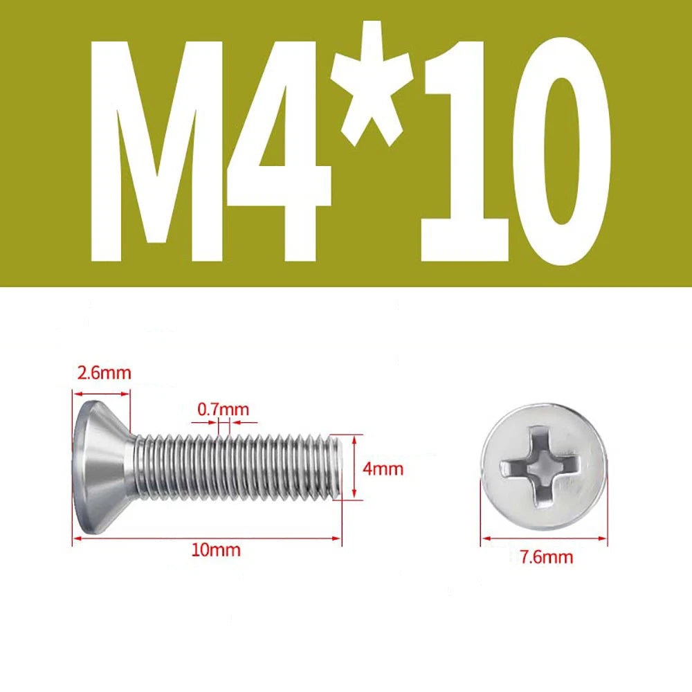 M2–M8 A4 Stainless Steel Phillips Countersunk Screws – Marine Grade, DIN 965, Fully Threaded (3–100mm)