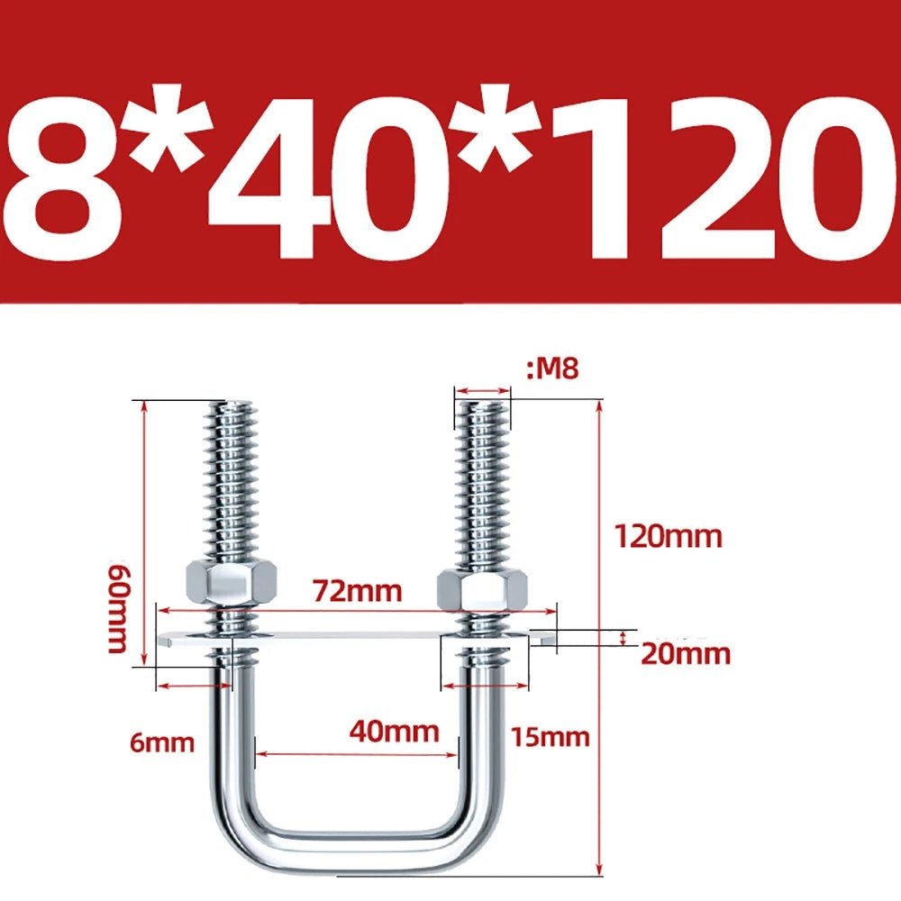 Square U - Bolts with Plate and Nuts – M6 M8 M10 M12 Zinc Plated, Trailer & Pipe Clamp Fasteners - HomeDIYer