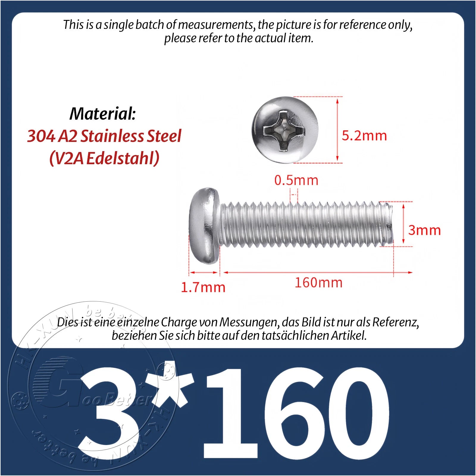 M3 M3.5 Phillips Pan Head Machine Screws – A2 Stainless Steel DIN 7985H (3–180mm Lengths)