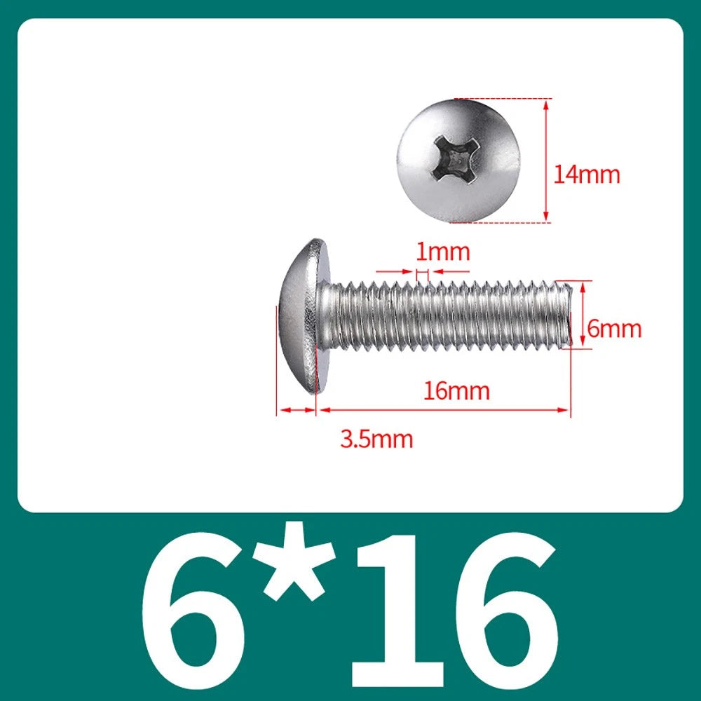 M4-M8 Phillips Truss Head Machine Screw Large Flat Head Screws Stainless Steel