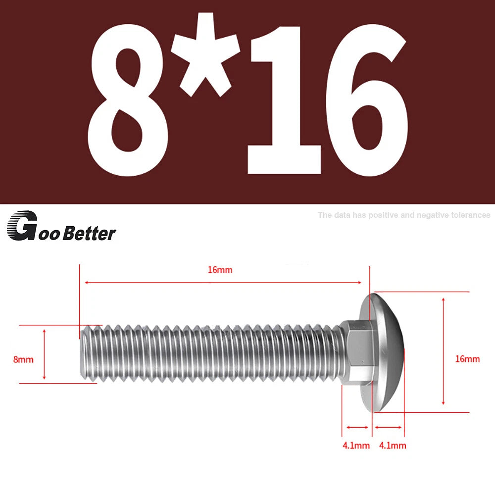 M4–M12 Carriage Bolts A2 Stainless Steel | Cup Square Neck Screws