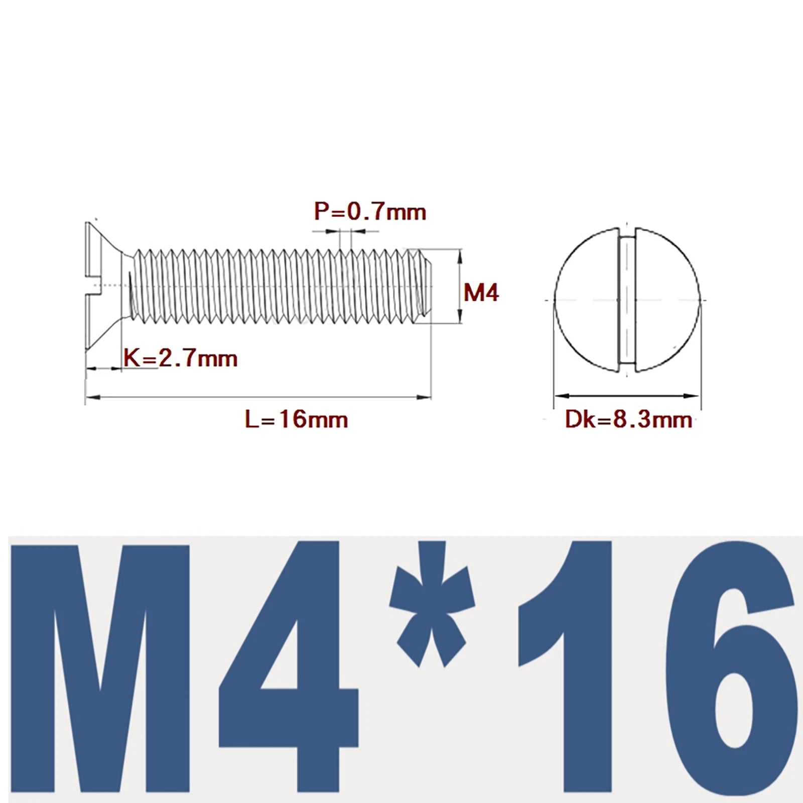 Countersunk Slotted Machine Screws M2–M8 | A2 Stainless Steel DIN 963