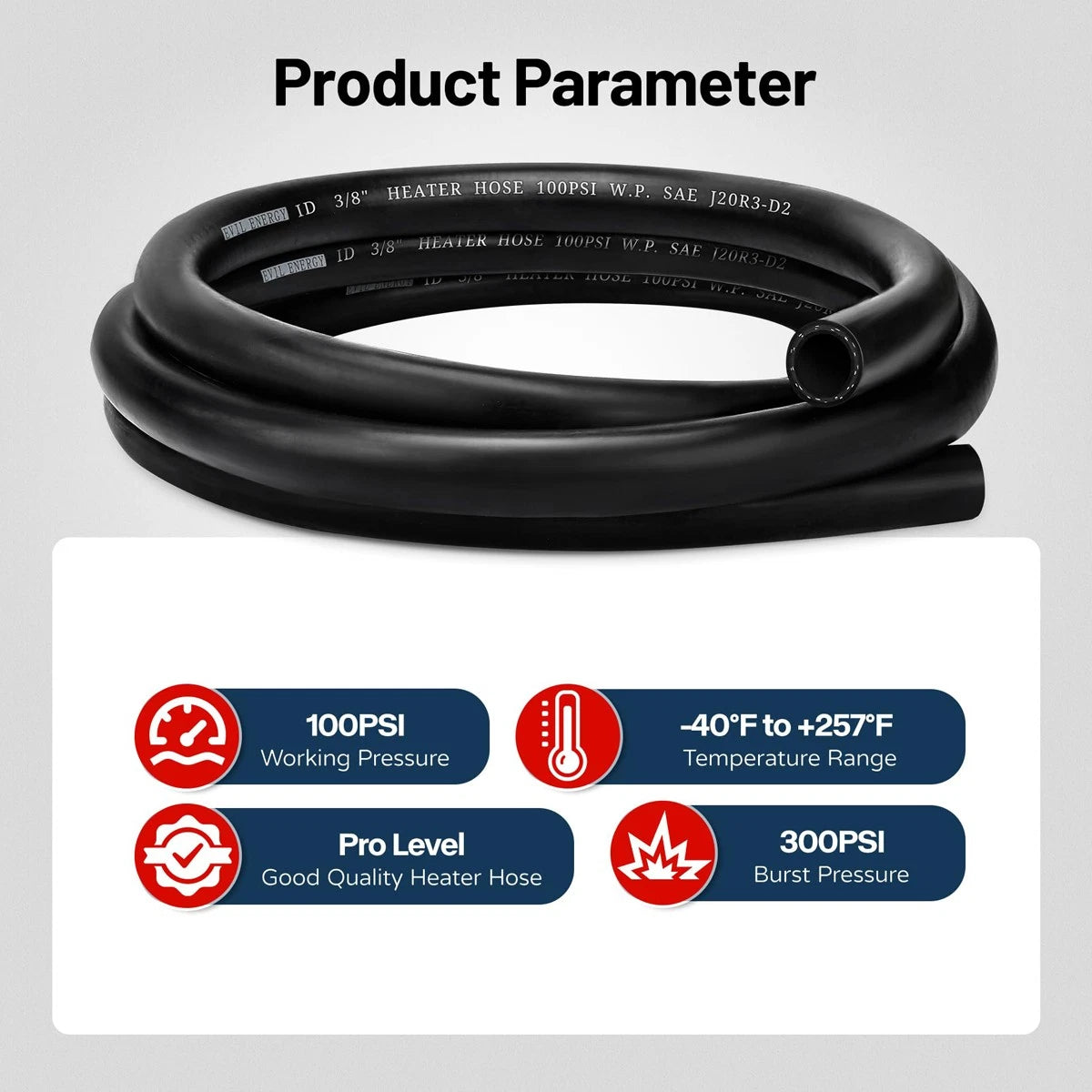 EPDM Flexible Coolant Hose — Car Heater & Radiator Water Pipe, SAE J20R3